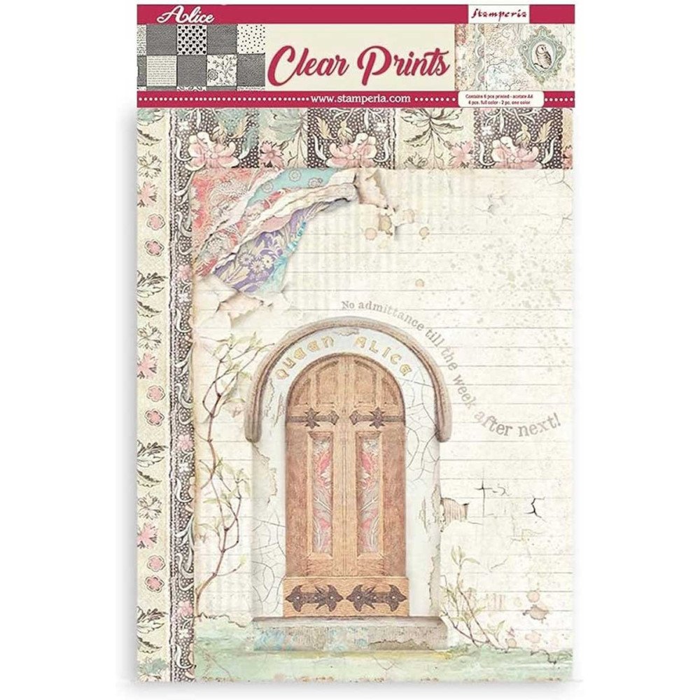 Set Acetatos A4 - 6 hojas Alice. Stamperia