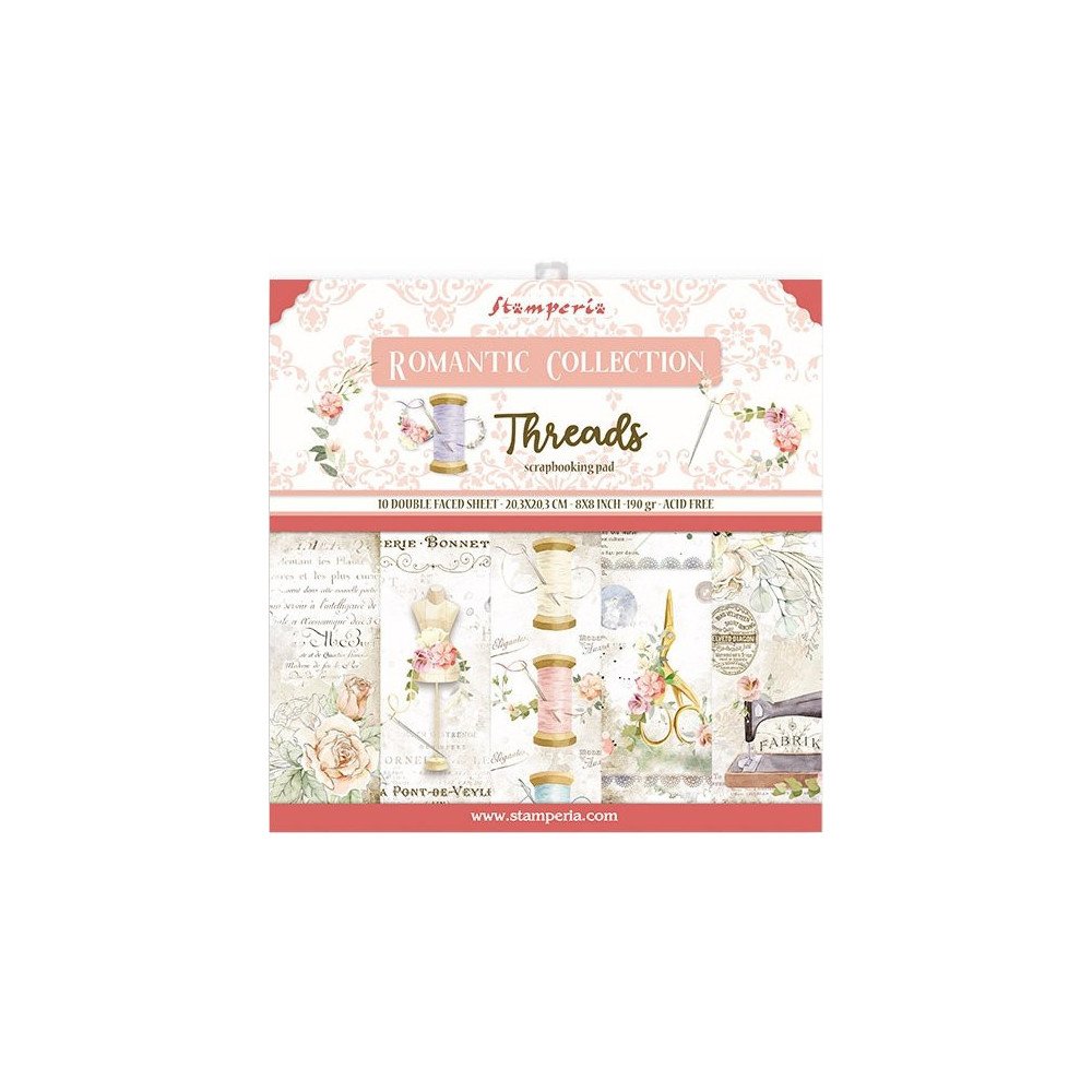 Romantic Threads. Bloc de Scrapbooking 10 hojas 20.3x20.3 (8 inch)