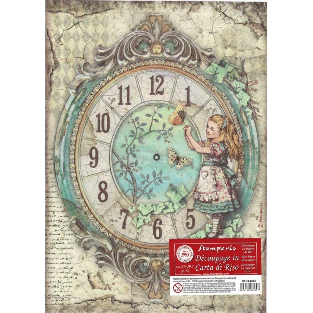 Papel de arroz A4 - Alice reloj