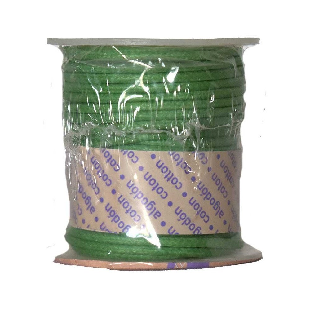 Bobina de Cordon de Algodon Encerado 2mm x 10m - Verde