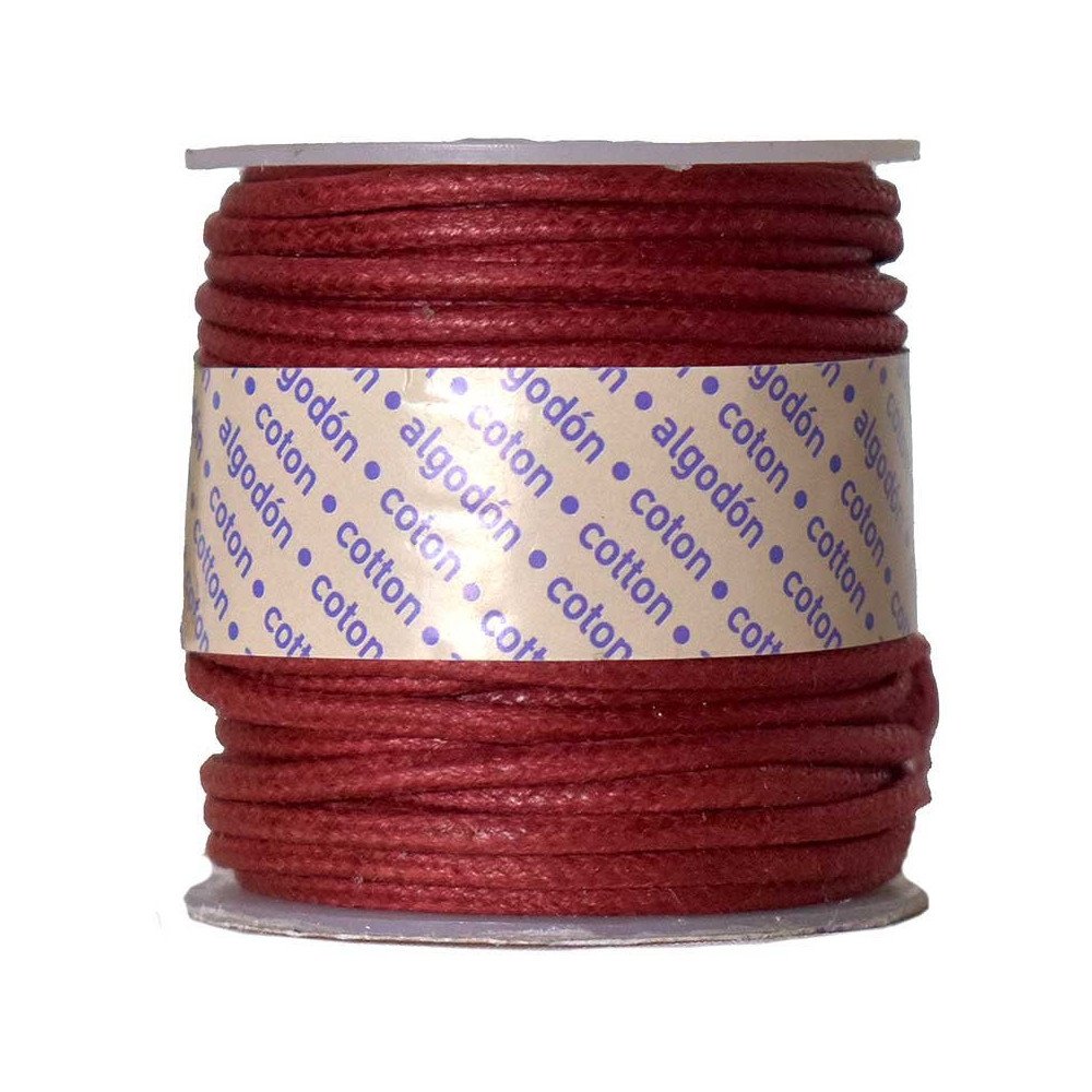 Bobina de Cordon de Algodon Encerado 2mm x 10m - Granate