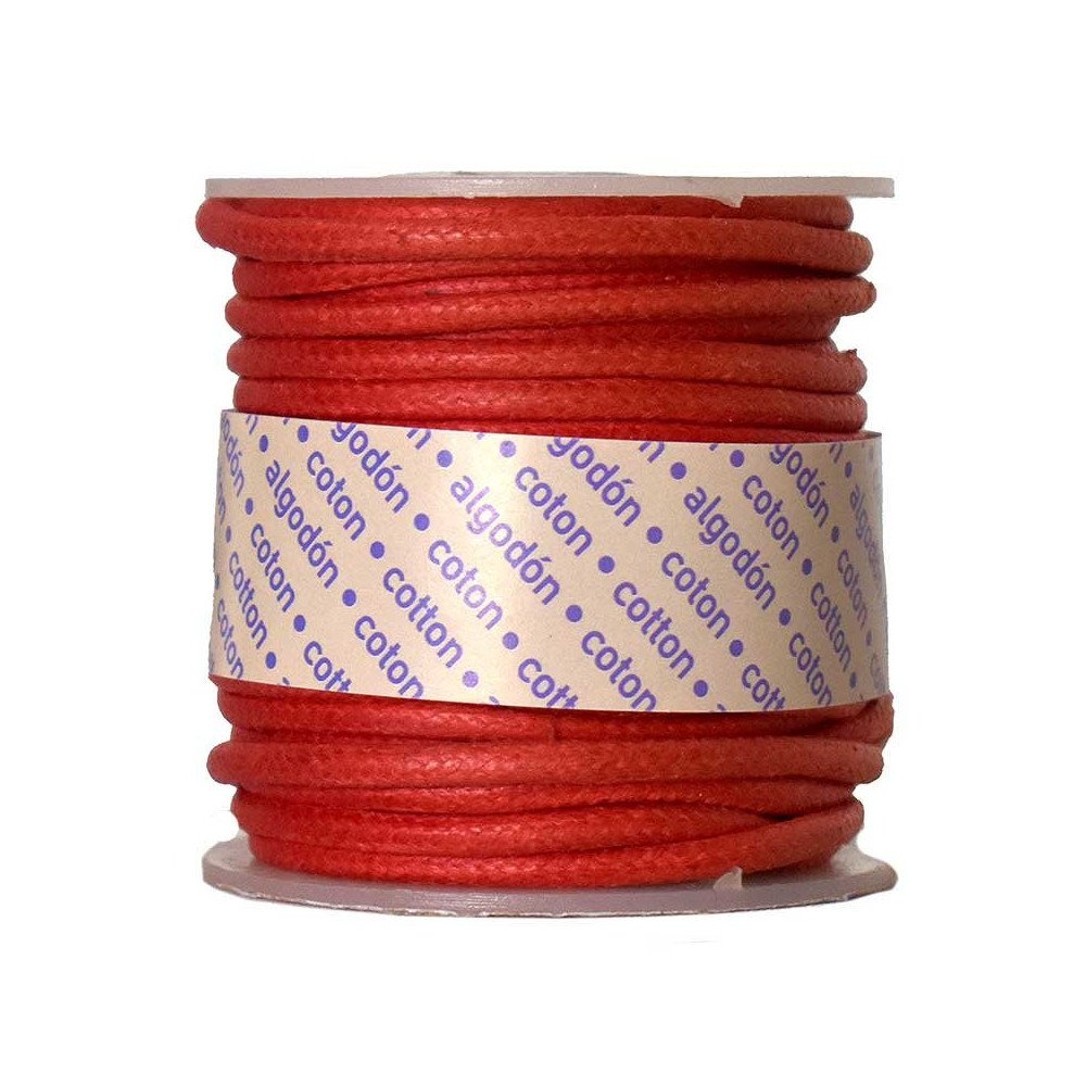Bobina de Cordon de Algodon Encerado 2mm x 10m - Rojo