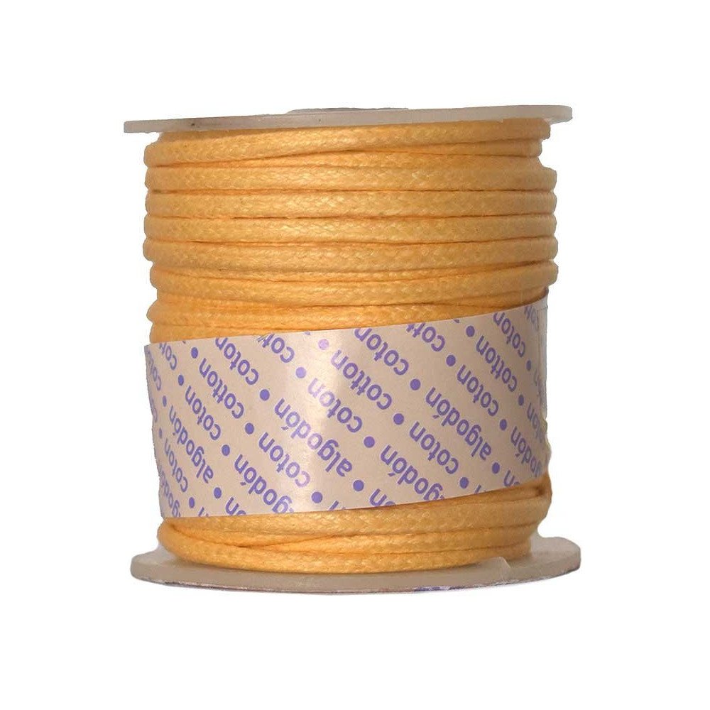 Bobina de Cordon de Algodon Encerado 2mm x 10m - Amarillo