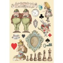 Silueta de madera de colores tamaño A5 - Alice ajedrez