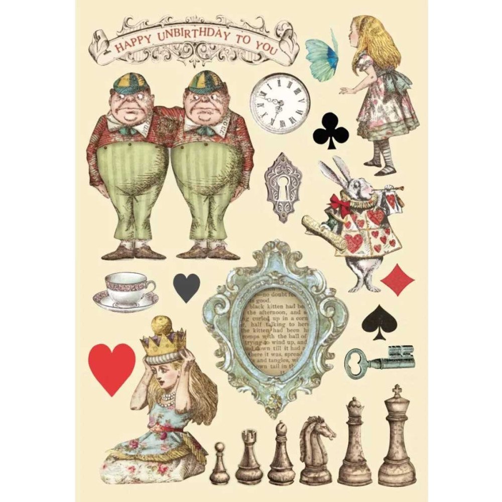 Silueta de madera de colores tamaño A5 - Alice ajedrez