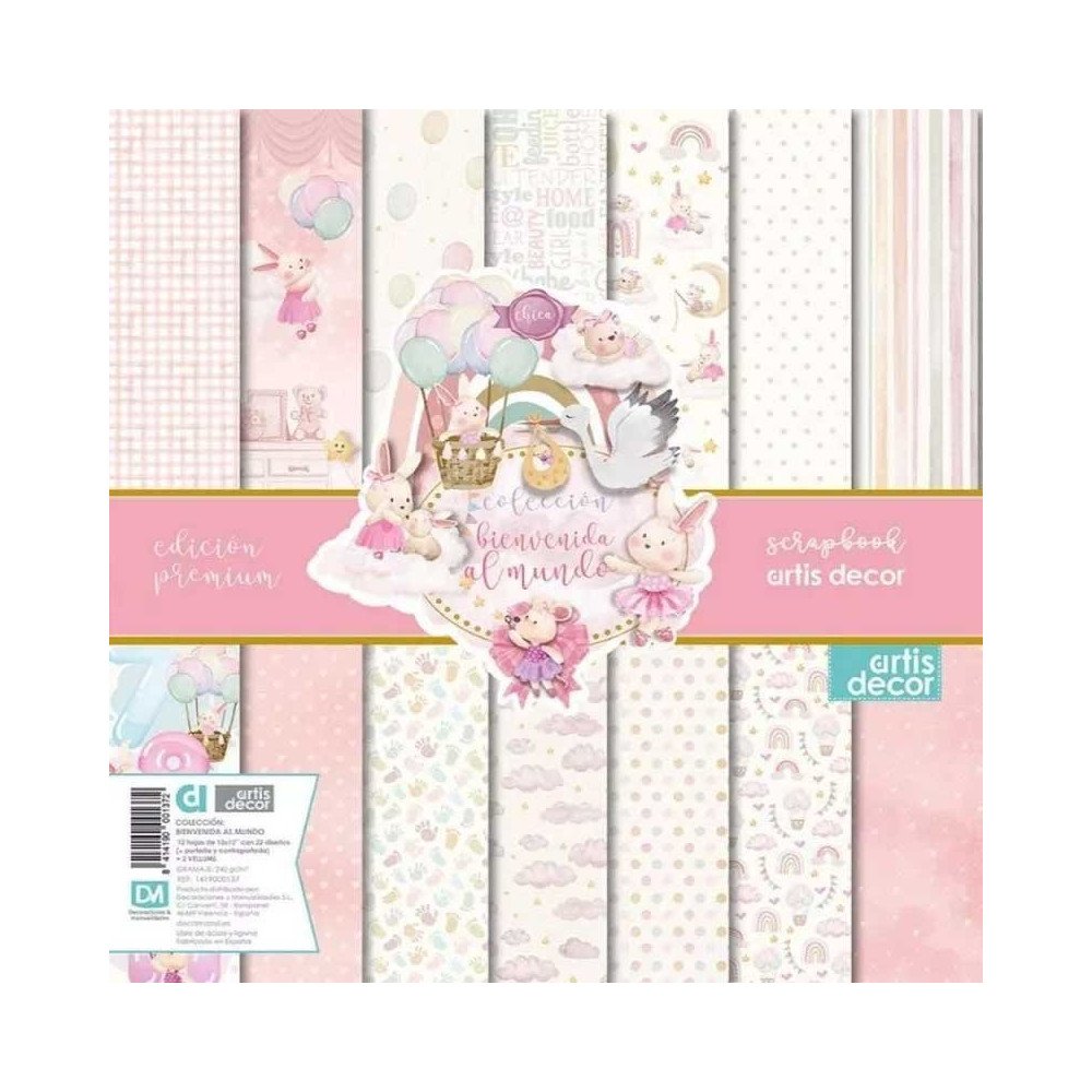 Colección Bienvenida al mundo. Papel Scrap 12 X 12. Artis Decor