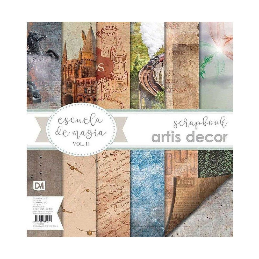 Colección Escuela de Magia II. Papel Scrap 12 X 12. Artis Decor