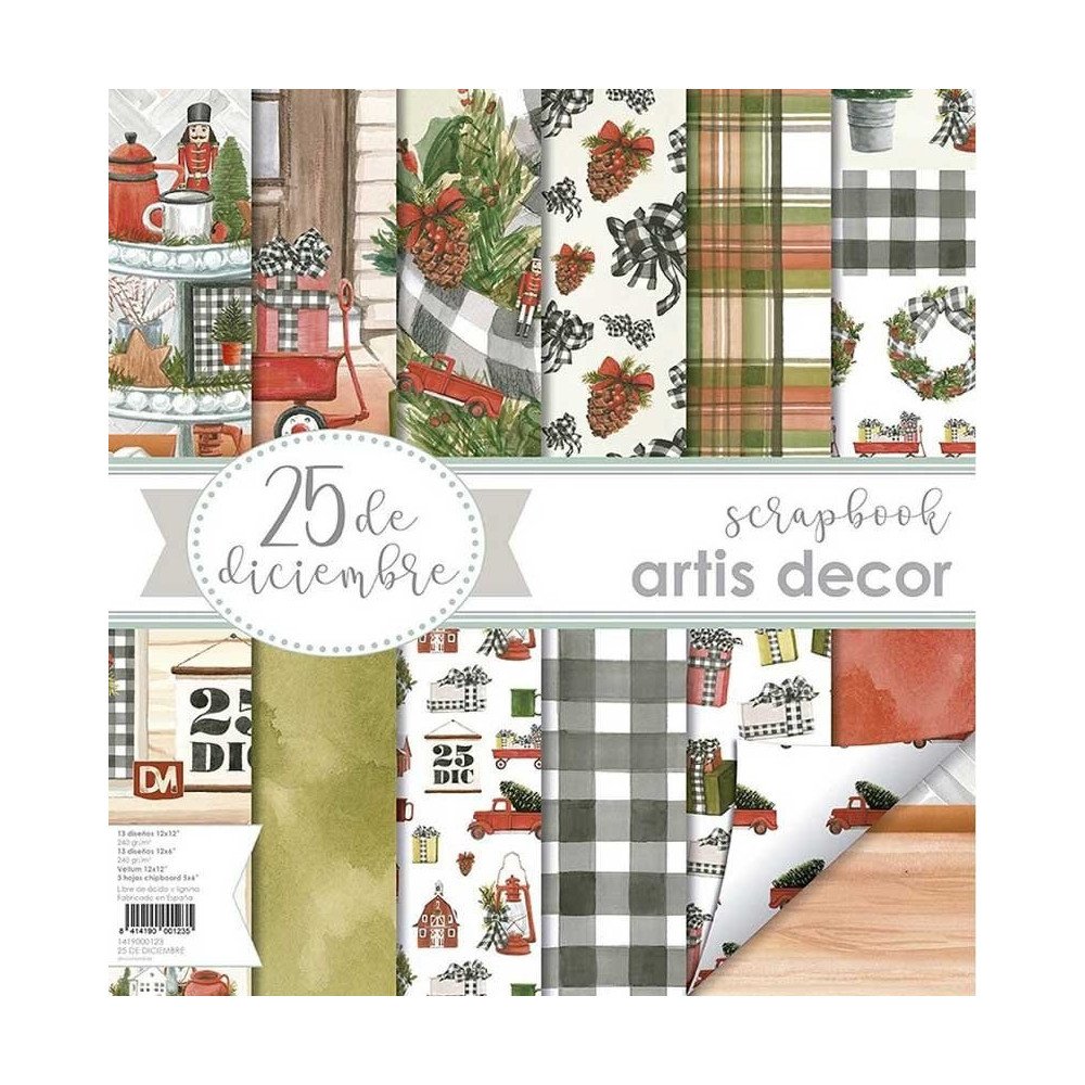 Colección 25 de Diciembre. Papel Scrap 12 x 12 y +12 x 6. Artis Decor