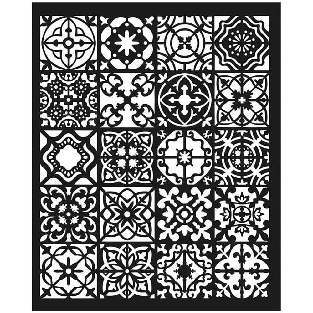 Stencil mix media cm. 20 x 25 - Azulejos