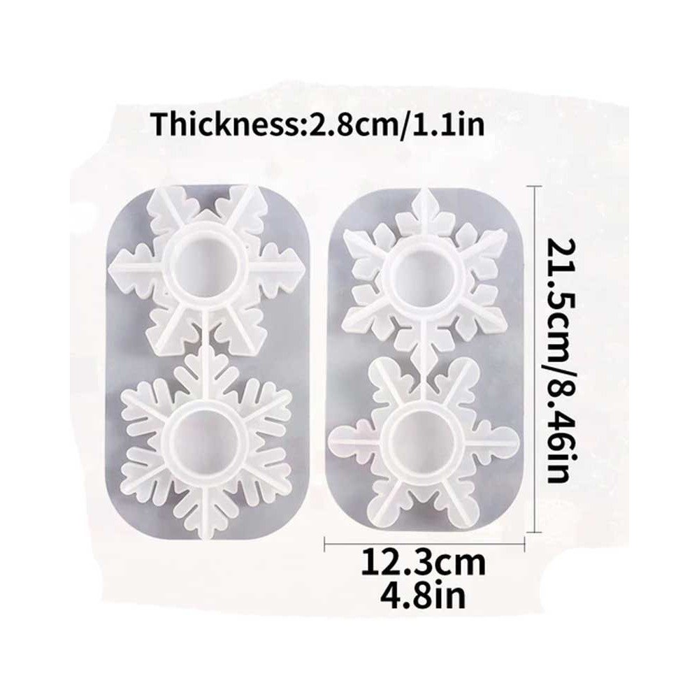 Moldes de silicona para velas de té. Copo de nieve. 4 Modelos
