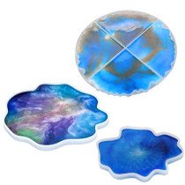 Moldes de Silicona para Posavasos con Forma de Geoda y Ágata. 3 Modelos