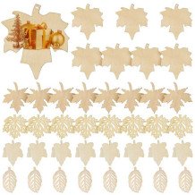 40 Piezas de Hojas de Arce de Madera, Adornos Colgantes para Manualidades