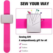 Alfiletero magnético de muñeca para costura. Rosa