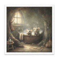 Set de 6 Hojas Mini. Papel de Arroz. ilustraciones de ratones, bosque de cuentos de hadas, escenas domésticas. 14,8 x 14,8cm.