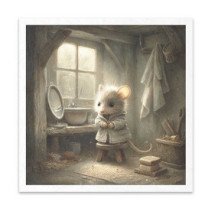 Set de 6 Hojas Mini. Papel de Arroz. ilustraciones de ratones, bosque de cuentos de hadas, escenas domésticas. 14,8 x 14,8cm.