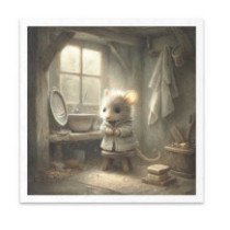 Set de 6 Hojas Mini. Papel de Arroz. ilustraciones de ratones, bosque de cuentos de hadas, escenas domésticas. 14,8 x 14,8cm.