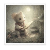 Set de 6 Hojas Mini. Papel de Arroz. ilustraciones de ratones, bosque de cuentos de hadas, escenas domésticas. 14,8 x 14,8cm.