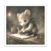 Set de 6 Hojas Mini. Papel de Arroz. ilustraciones de ratones, bosque de cuentos de hadas, escenas domésticas. 14,8 x 14,8cm.