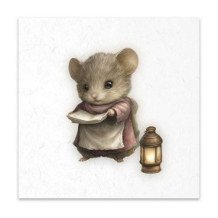 Set de 6 Hojas Mini. Papel de Arroz. ilustraciones en acuarela, ratones, estilo vintage, personajes de cuentos de hadas. 14,8 x