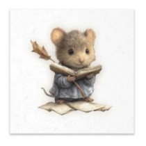 Set de 6 Hojas Mini. Papel de Arroz. ilustraciones en acuarela, ratones, estilo vintage, personajes de cuentos de hadas. 14,8 x