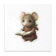 Set de 6 Hojas Mini. Papel de Arroz. ilustraciones en acuarela, ratones, estilo vintage, personajes de cuentos de hadas. 14,8 x