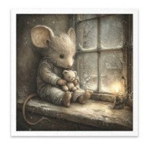 Set de 6 Hojas Mini. Papel de Arroz. Ilustraciones de cuentos de ratones, escenas domésticas. 14,8 x 14,8cm.