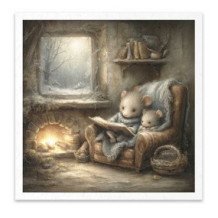 Set de 6 Hojas Mini. Papel de Arroz. Ilustraciones de cuentos de ratones, escenas domésticas. 14,8 x 14,8cm.