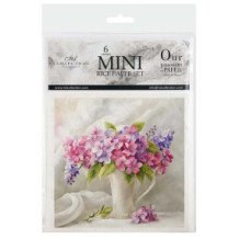 Set de 6 Hojas Mini. Papel de Arroz. Flores de verano ramo de flores. 14,8x14,8cm.