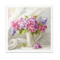 Set de 6 Hojas Mini. Papel de Arroz. Flores de verano ramo de flores. 14,8x14,8cm.