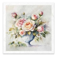 Set de 6 Hojas Mini. Papel de Arroz. Flores de verano ramo de flores. 14,8x14,8cm.