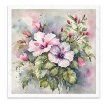 Set de 6 Hojas Mini. Papel de Arroz. Flores de verano ramo de flores. 14,8x14,8cm.