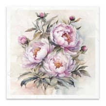 Set de 6 Hojas Mini. Papel de Arroz. Flores de verano ramo de flores. 14,8x14,8cm.