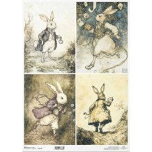 Papel de arroz A3. Alicia en el país de las maravillas. 29,7 x 42 cm. Conejo Blanco