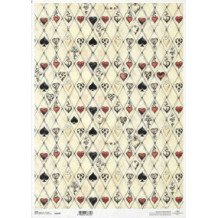 Papel de arroz A3. Alicia en el país de las maravillas. 29,7 x 42 cm. Diamantes, Picas, Tréboles, Corazones