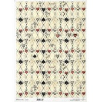 Papel de arroz A3. Alicia en el país de las maravillas. 29,7 x 42 cm. Diamantes, Picas, Tréboles, Corazones