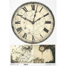 Papel de arroz A3. Alicia en el país de las maravillas. 29,7 x 42 cm. Relojes