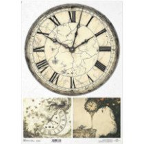 Papel de arroz A3. Alicia en el país de las maravillas. 29,7 x 42 cm. Relojes