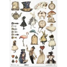 Papel de arroz A3. Alicia en el país de las maravillas. 29,7 x 42 cm