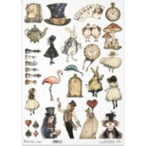 Papel de arroz A3. Alicia en el país de las maravillas. 29,7 x 42 cm