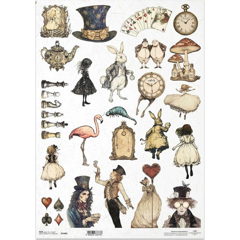 Papel de arroz A3. Alicia en el país de las maravillas. 29,7 x 42 cm