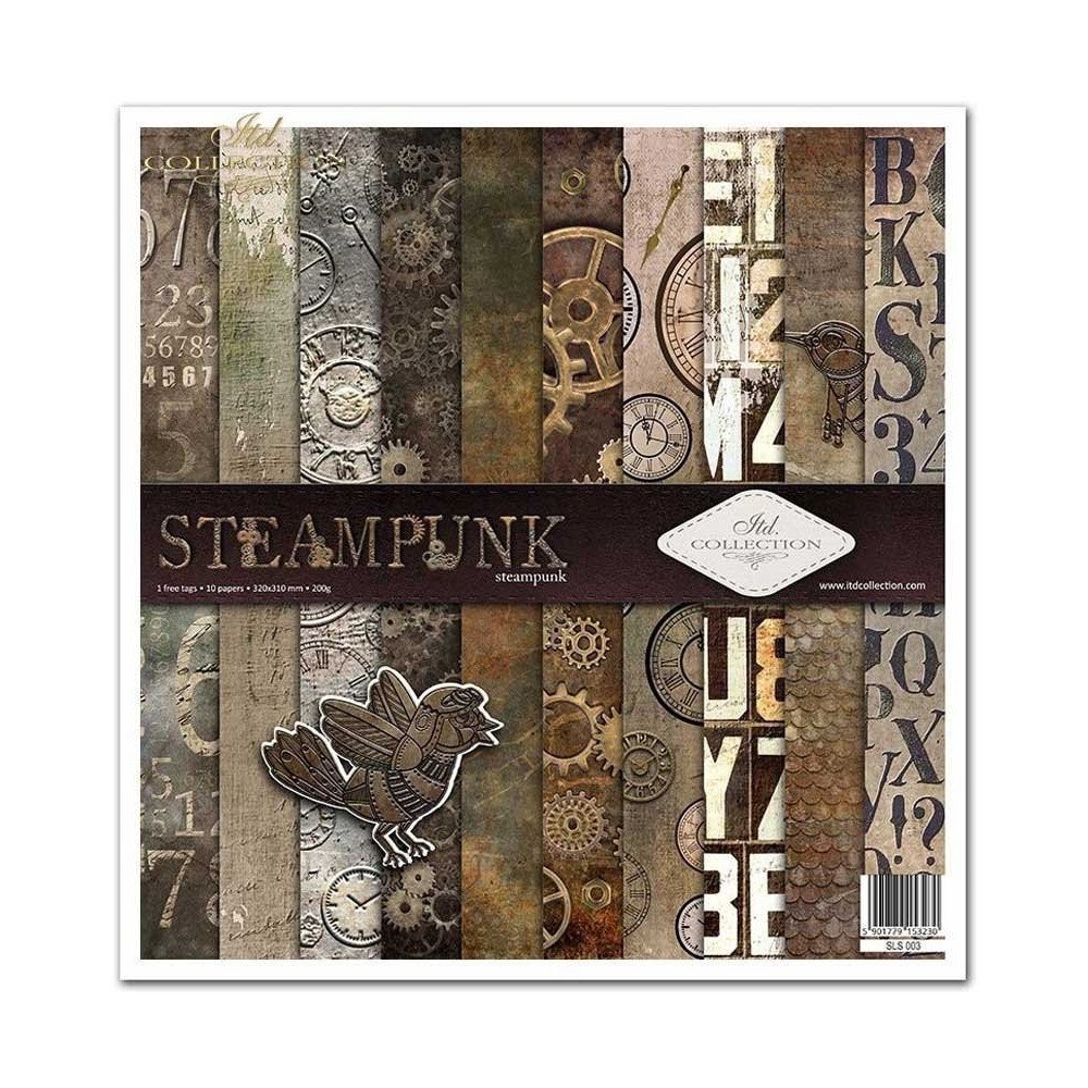 Set de papel para scrapbooking. Colección Steampunk - 31 x 32 cm