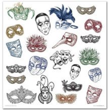 Set de papeles para Scrapbooking. Colección Carnaval - Pierrot Enamorado - 31 x 32 cm