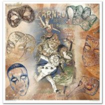 Set de papeles para Scrapbooking. Colección Carnaval - Pierrot Enamorado - 31 x 32 cm
