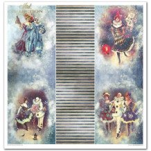 Set de papeles para Scrapbooking. Colección Carnaval - Pierrot Enamorado - 31 x 32 cm
