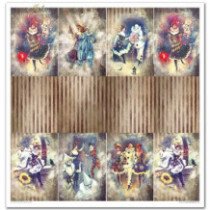 Set de papeles para Scrapbooking. Colección Carnaval - Pierrot Enamorado - 31 x 32 cm