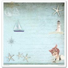 Set de papeles para scrapbooking. Colección Una Aventura a Vela - 31 x 32 cm.