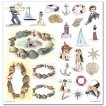 Set de papeles para scrapbooking. Colección Una Aventura a Vela - 31 x 32 cm.