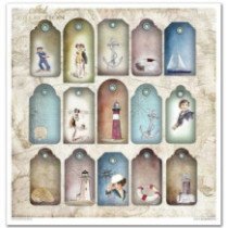 Set de papeles para scrapbooking. Colección Una Aventura a Vela - 31 x 32 cm.