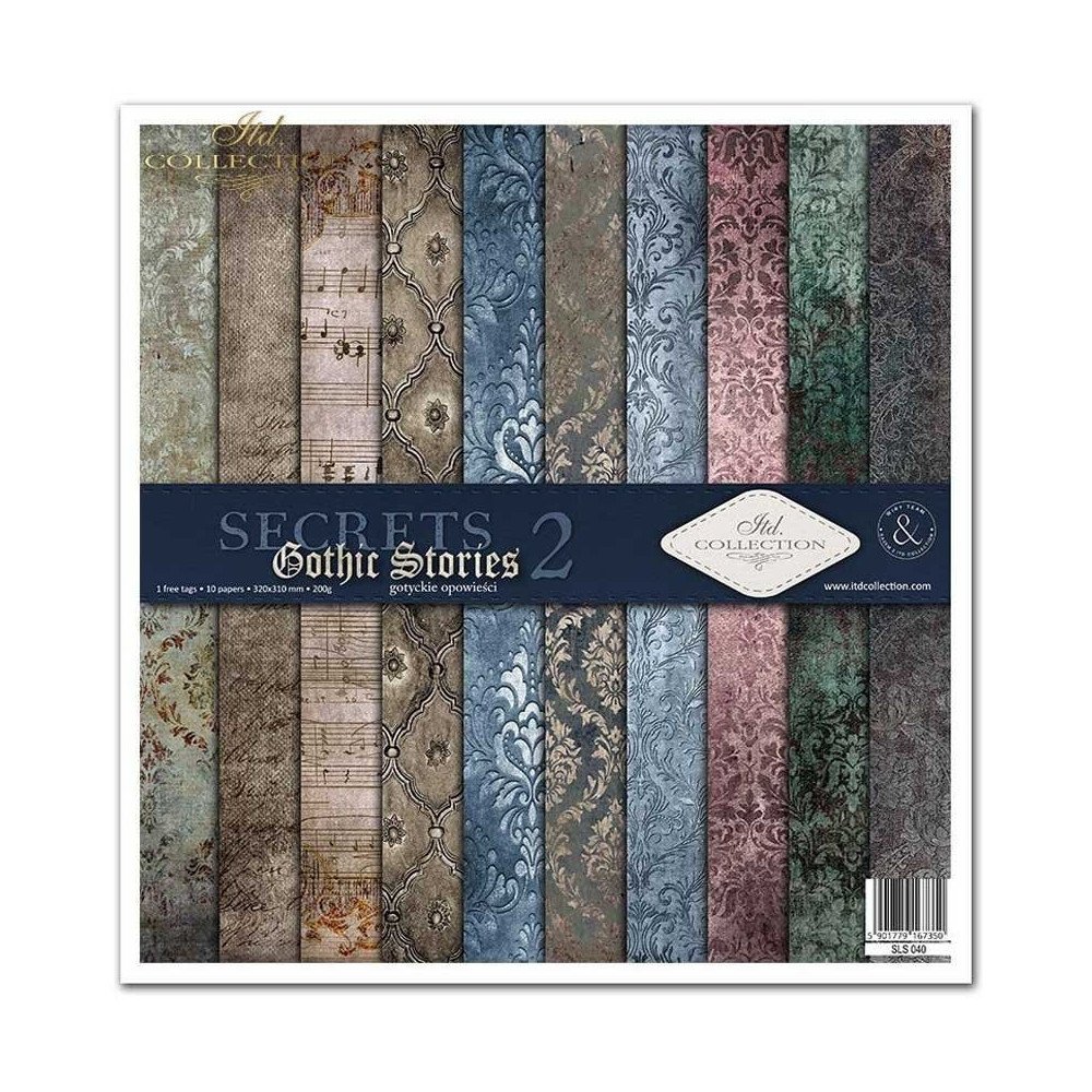 Set de papel para scrapbooking. Colección Gothic Stories 2 - 31 x 32 cm.