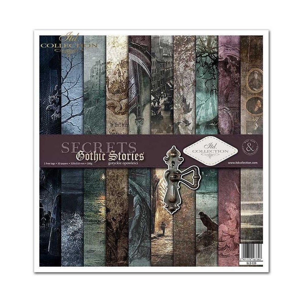 Set de papeles para scrapbooking. Colección Gothic Stories. 31 x 32cm.